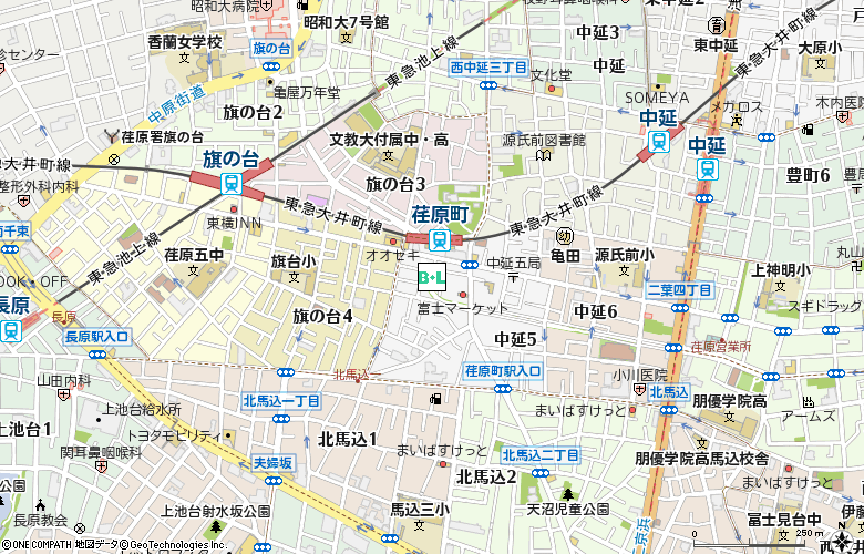銀座メガネコンタクト　荏原町店付近の地図